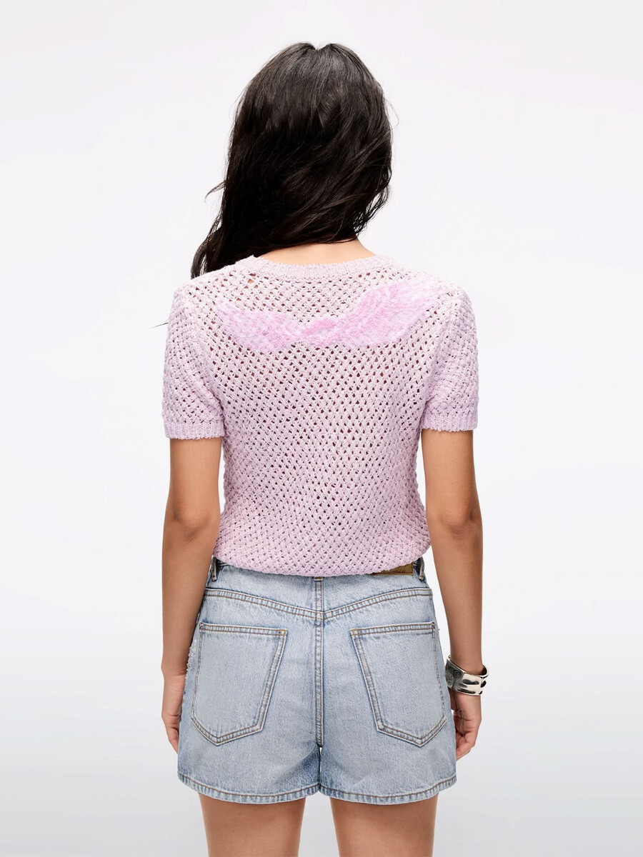 stricktop mit flügelverzierungen und perlen