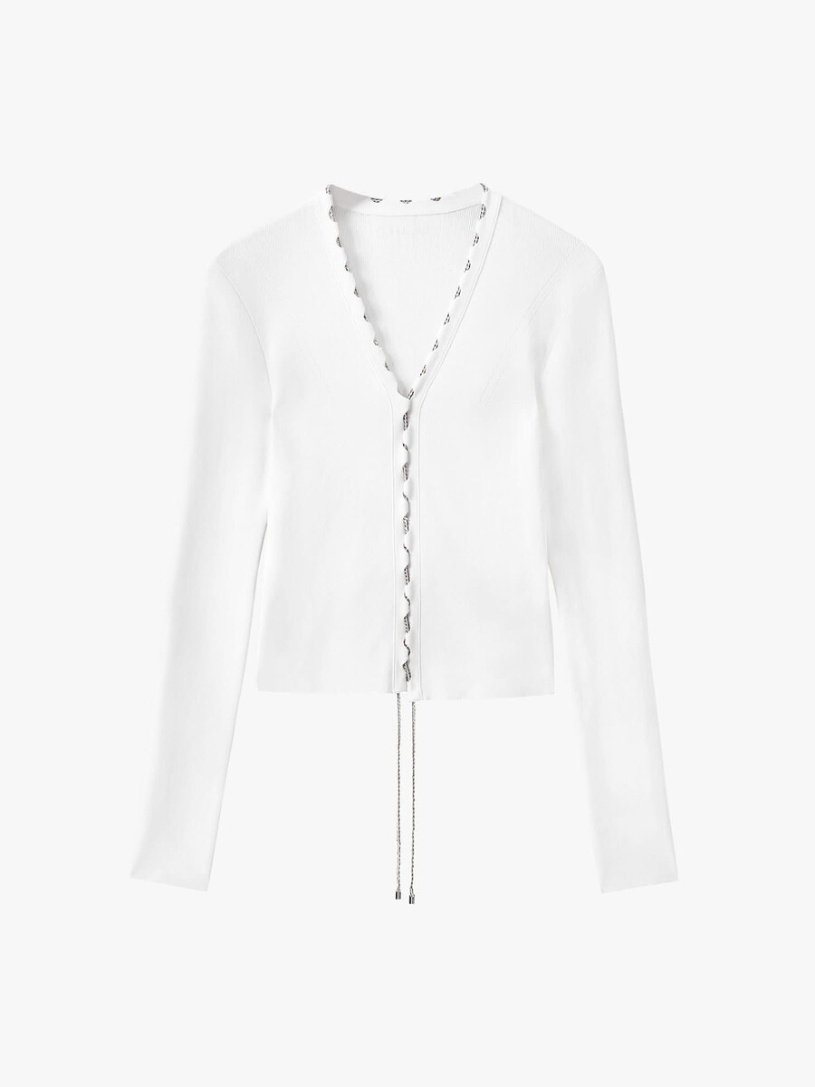 kurzes stricktop mit v-ausschnitt