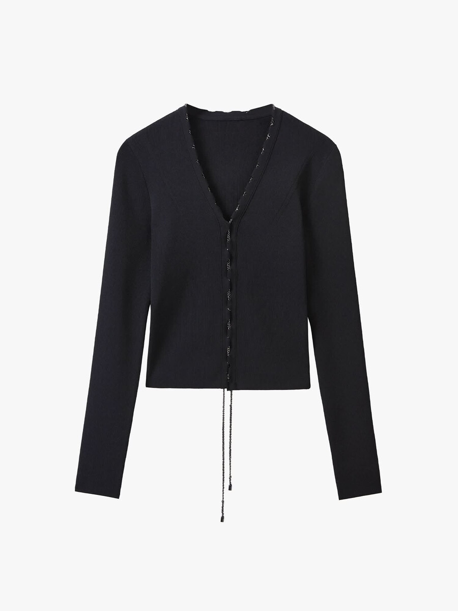 kurzes stricktop mit v-ausschnitt