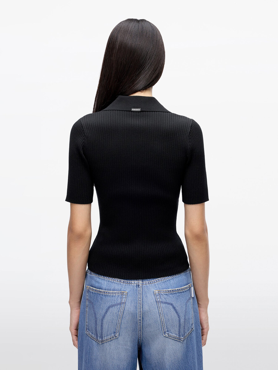 kurzes stricktop mit polokragen