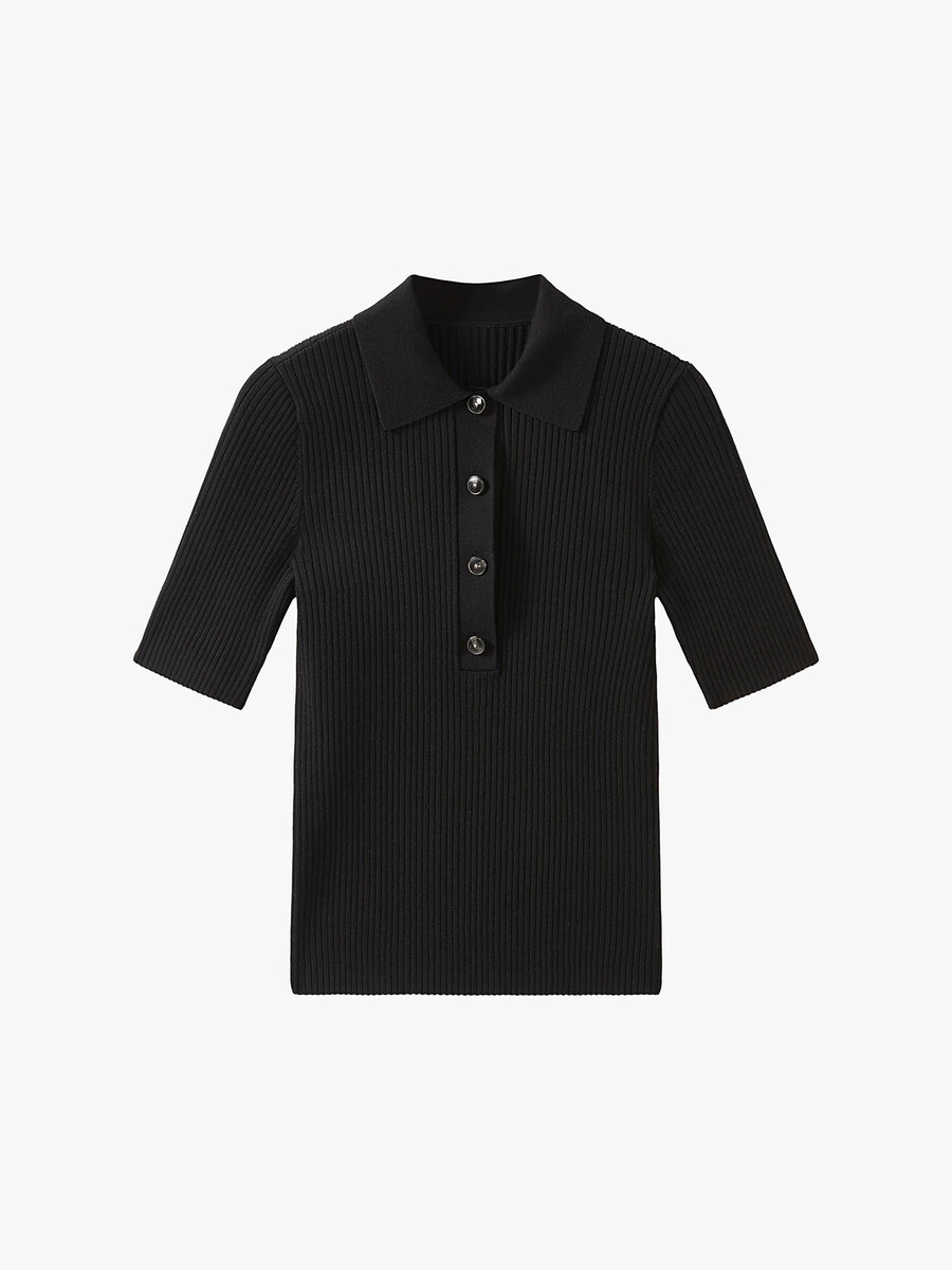 kurzes stricktop mit polokragen