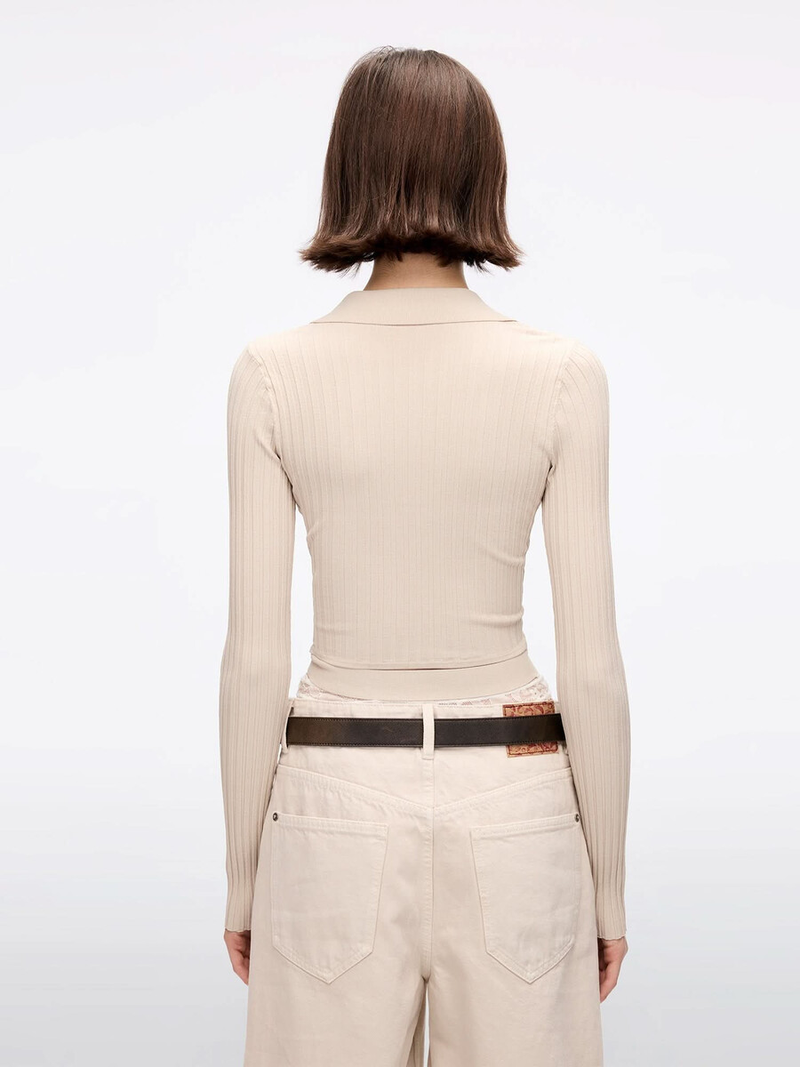 schmal geschnittenes strickpolohemd