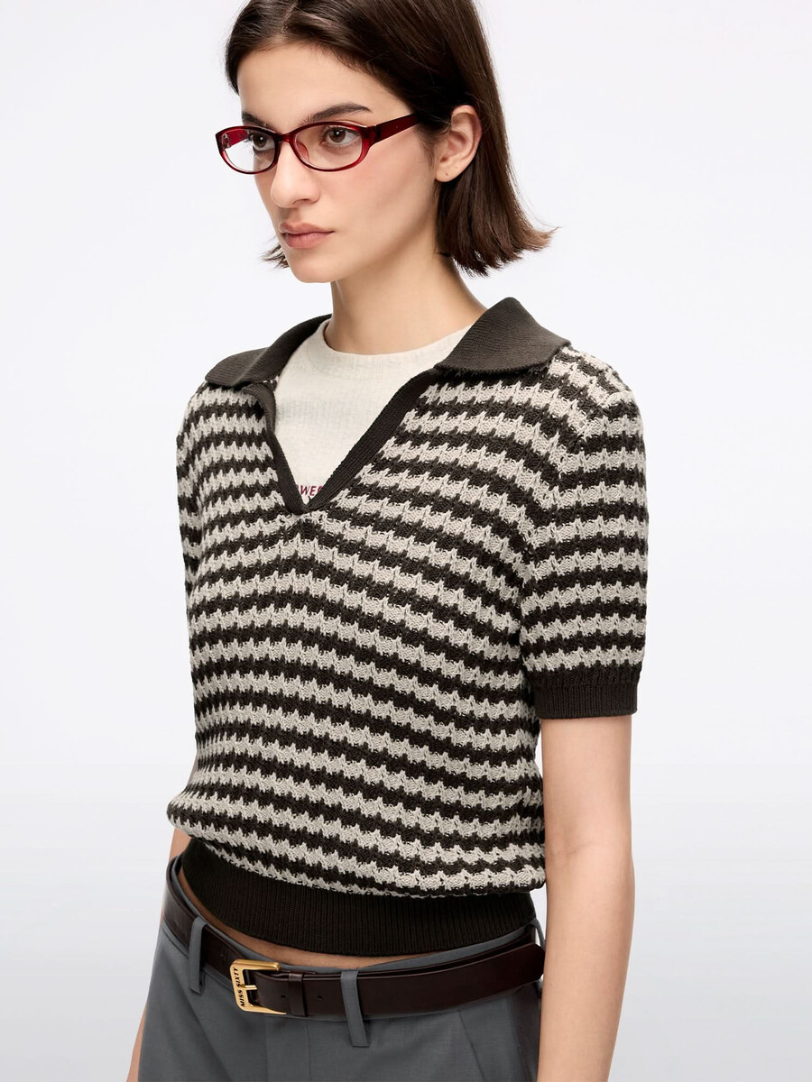 gestreifter strickpullover