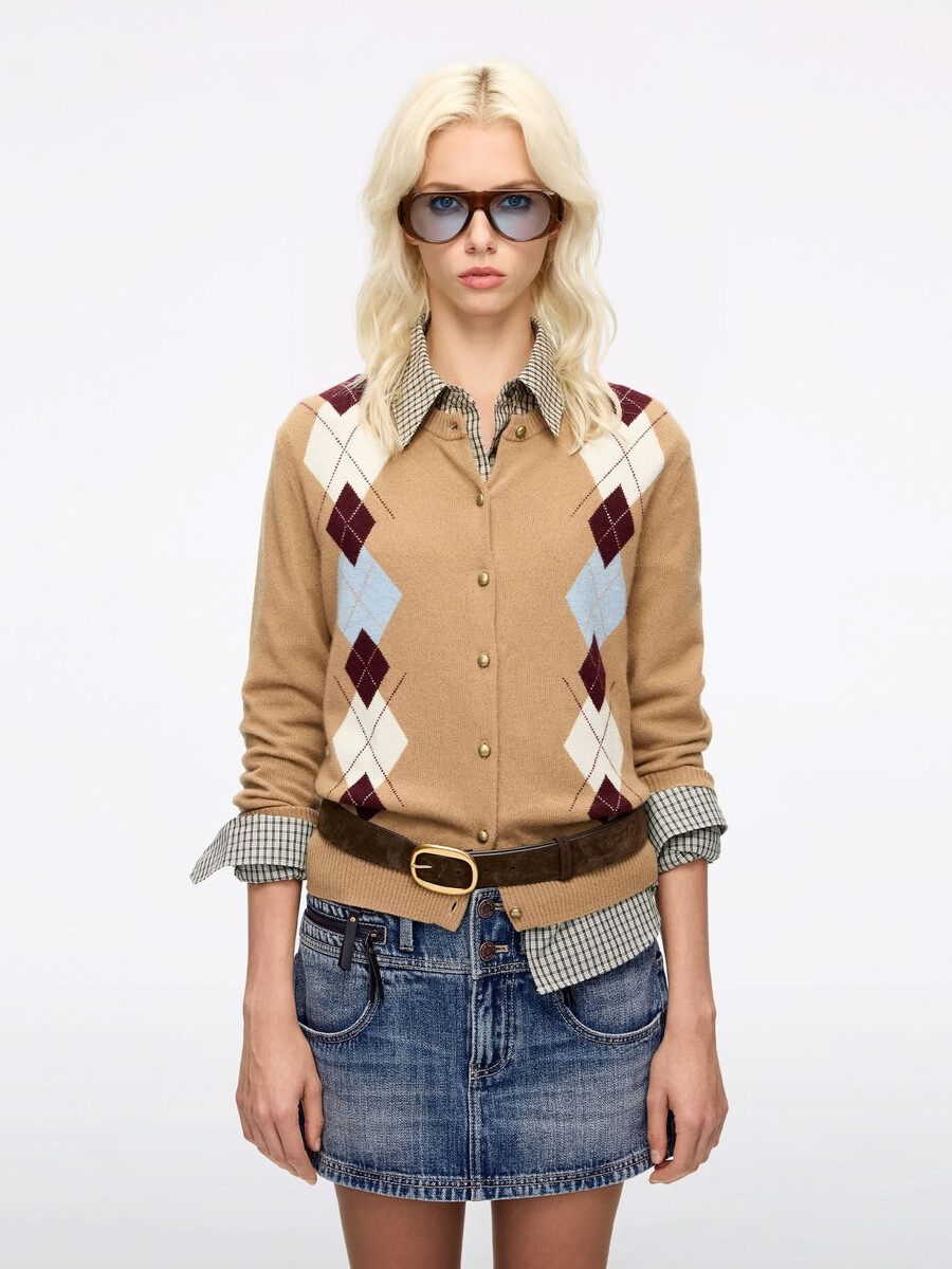 argyle-strickjacke