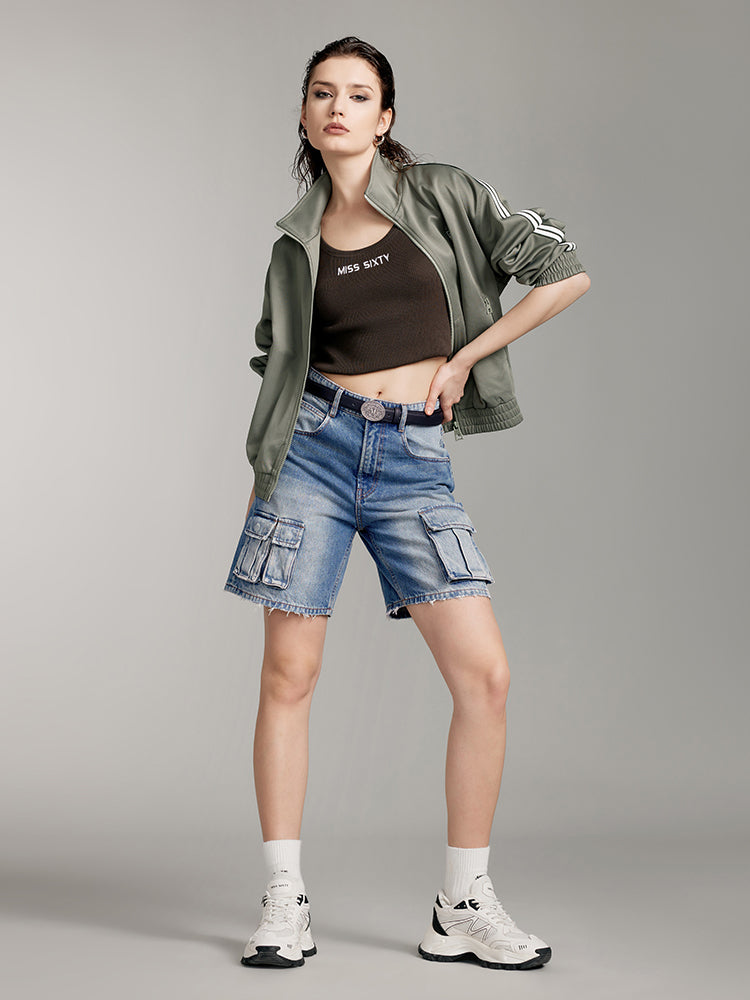 vintage cargo style denim shorts
