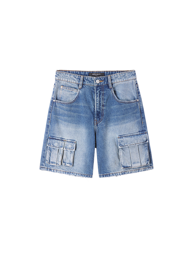 vintage cargo style denim shorts