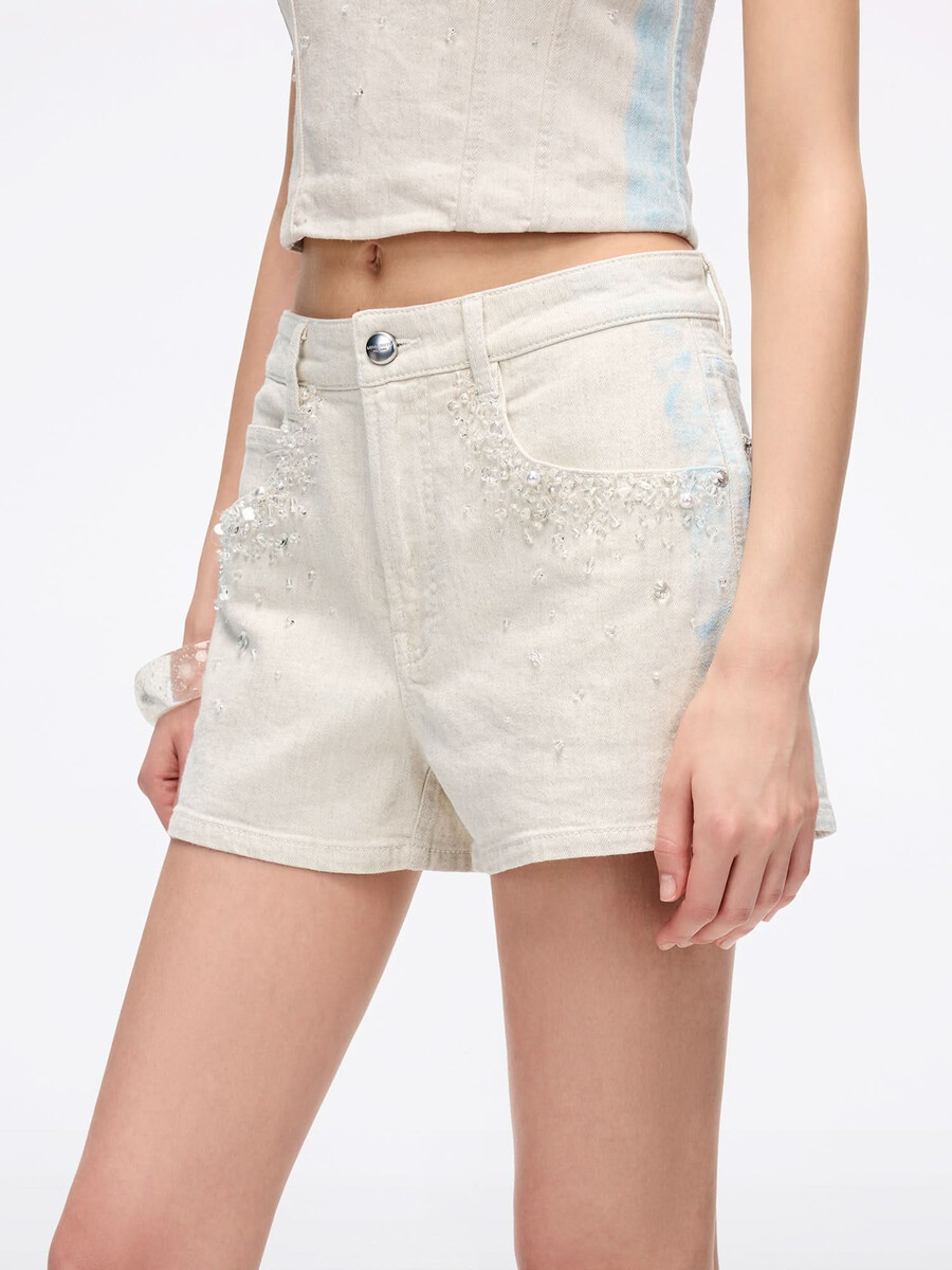 jeans mit perlenbesatz