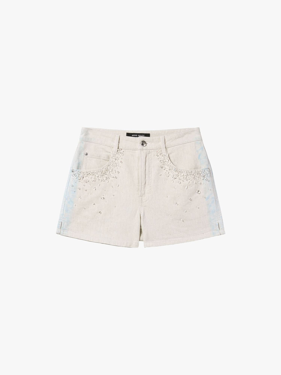 jeans mit perlenbesatz