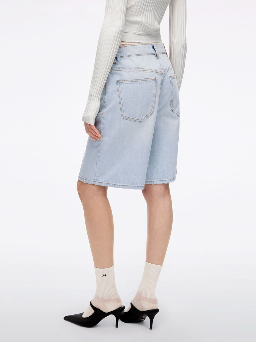 patchwork-jeansshorts mit bund