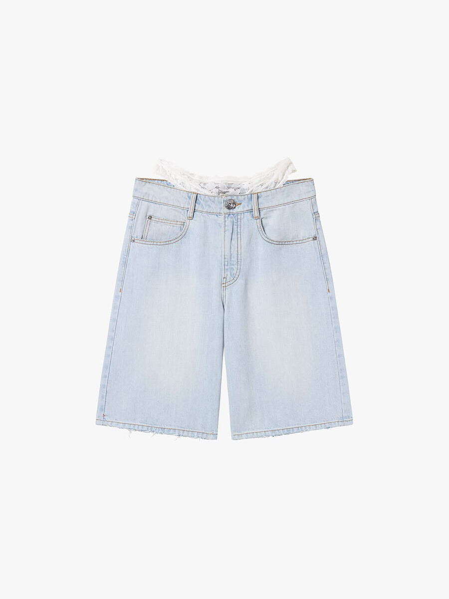 patchwork-jeansshorts mit bund