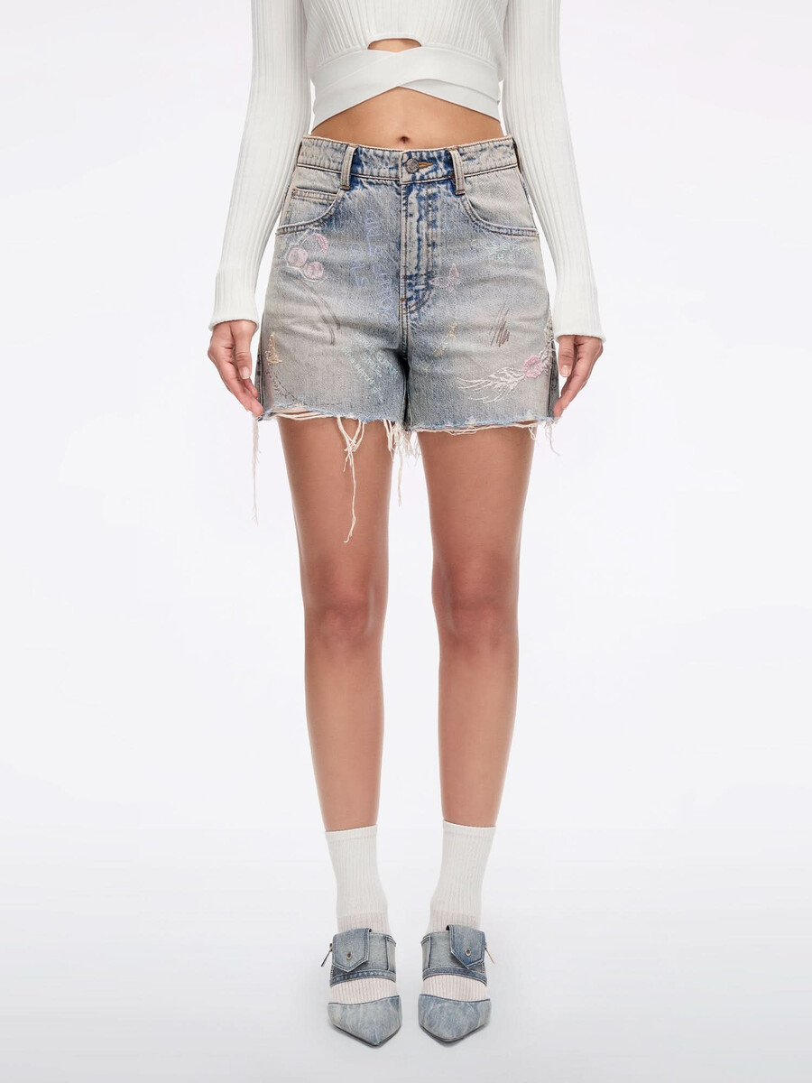 graffiti-denim-shorts