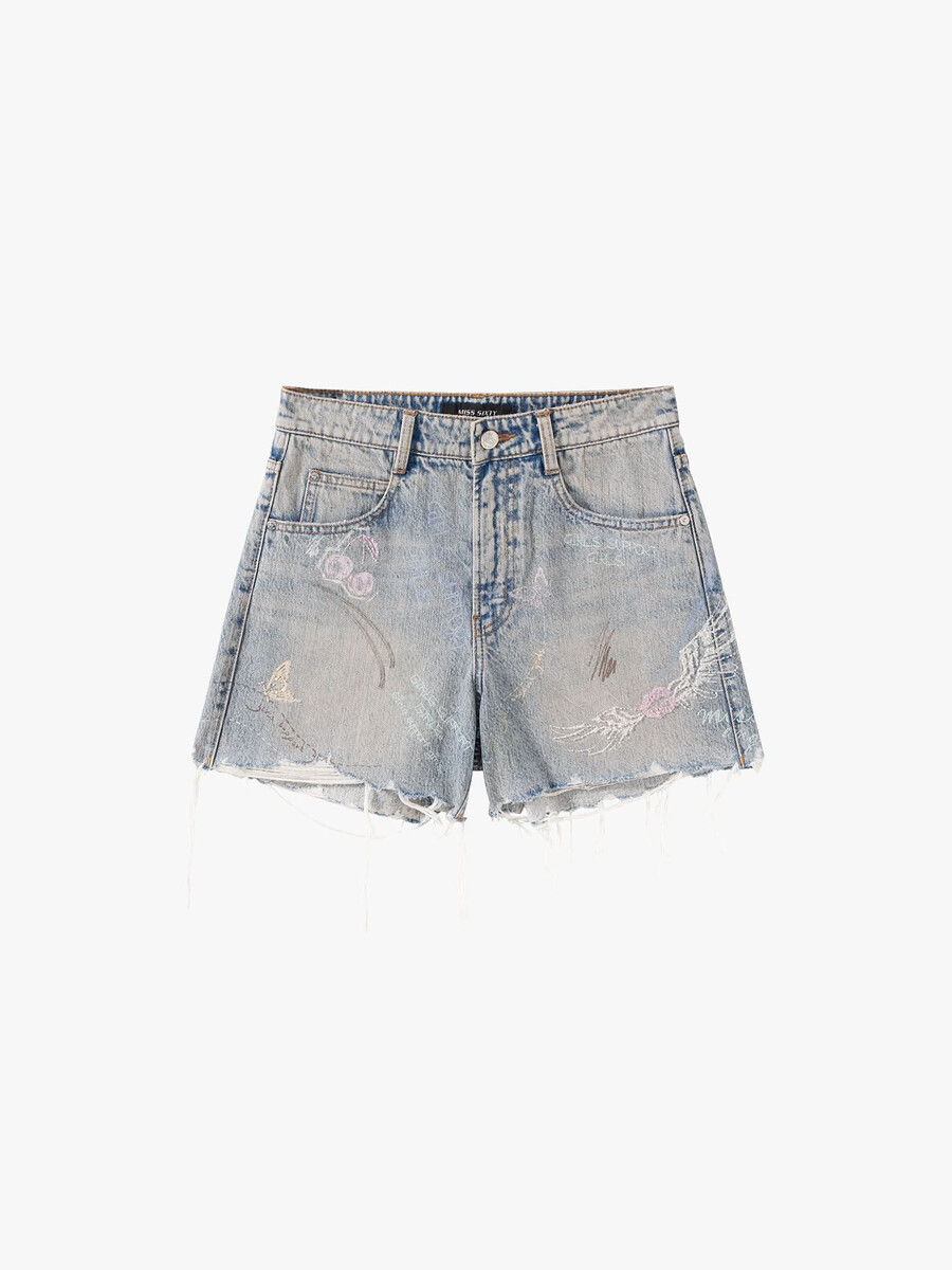 graffiti-denim-shorts