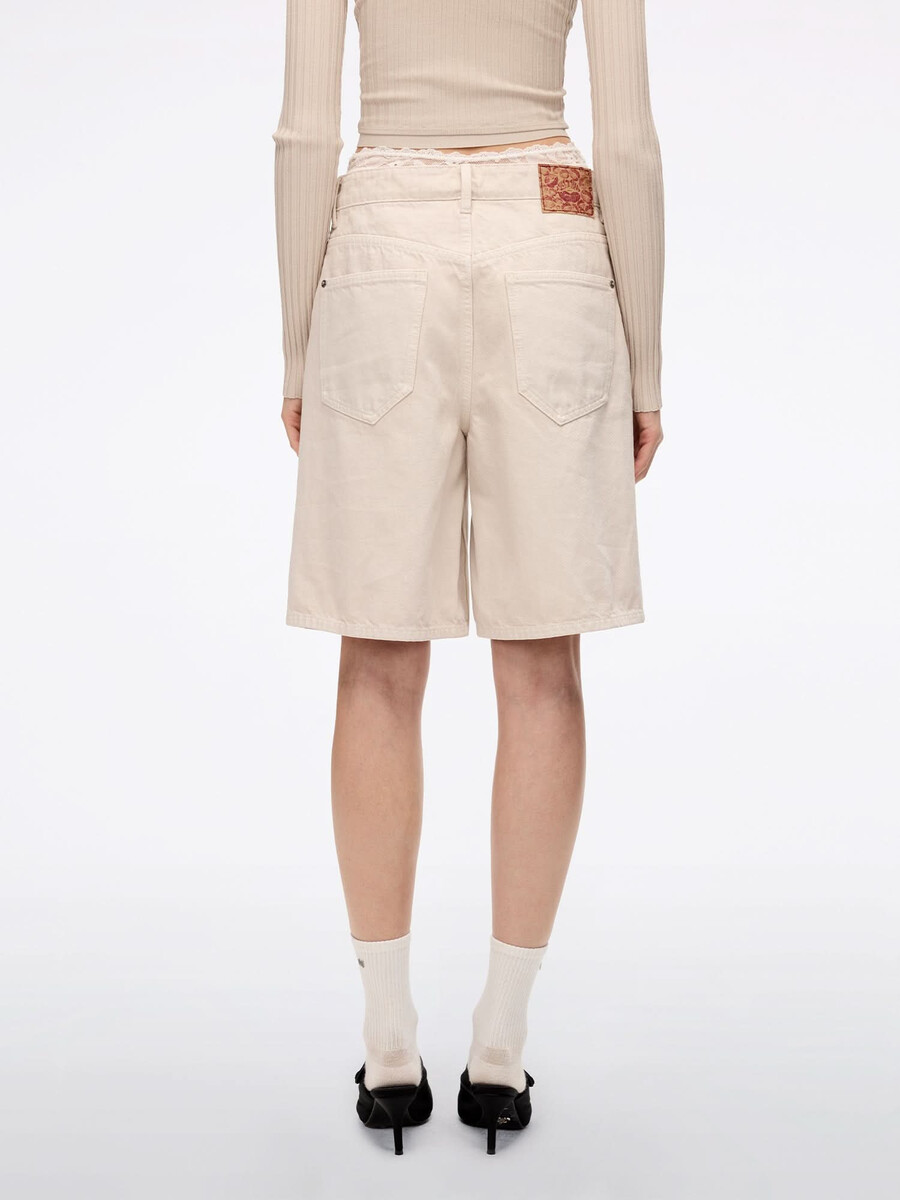 patchwork-jeansshorts mit bund