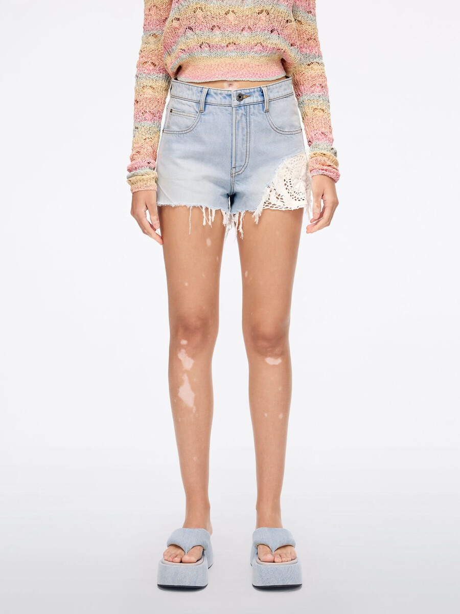 patchwork-denim-shorts