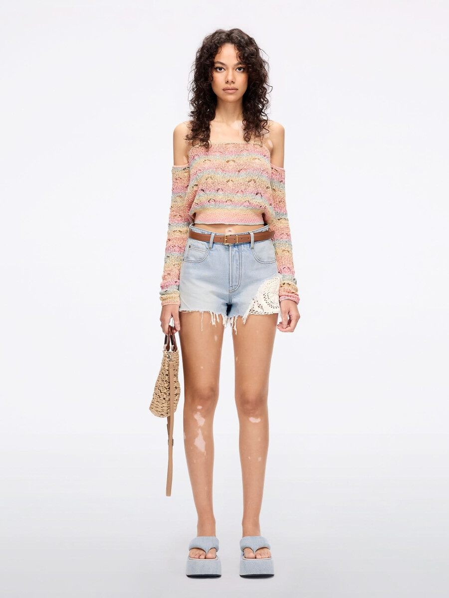 patchwork-denim-shorts