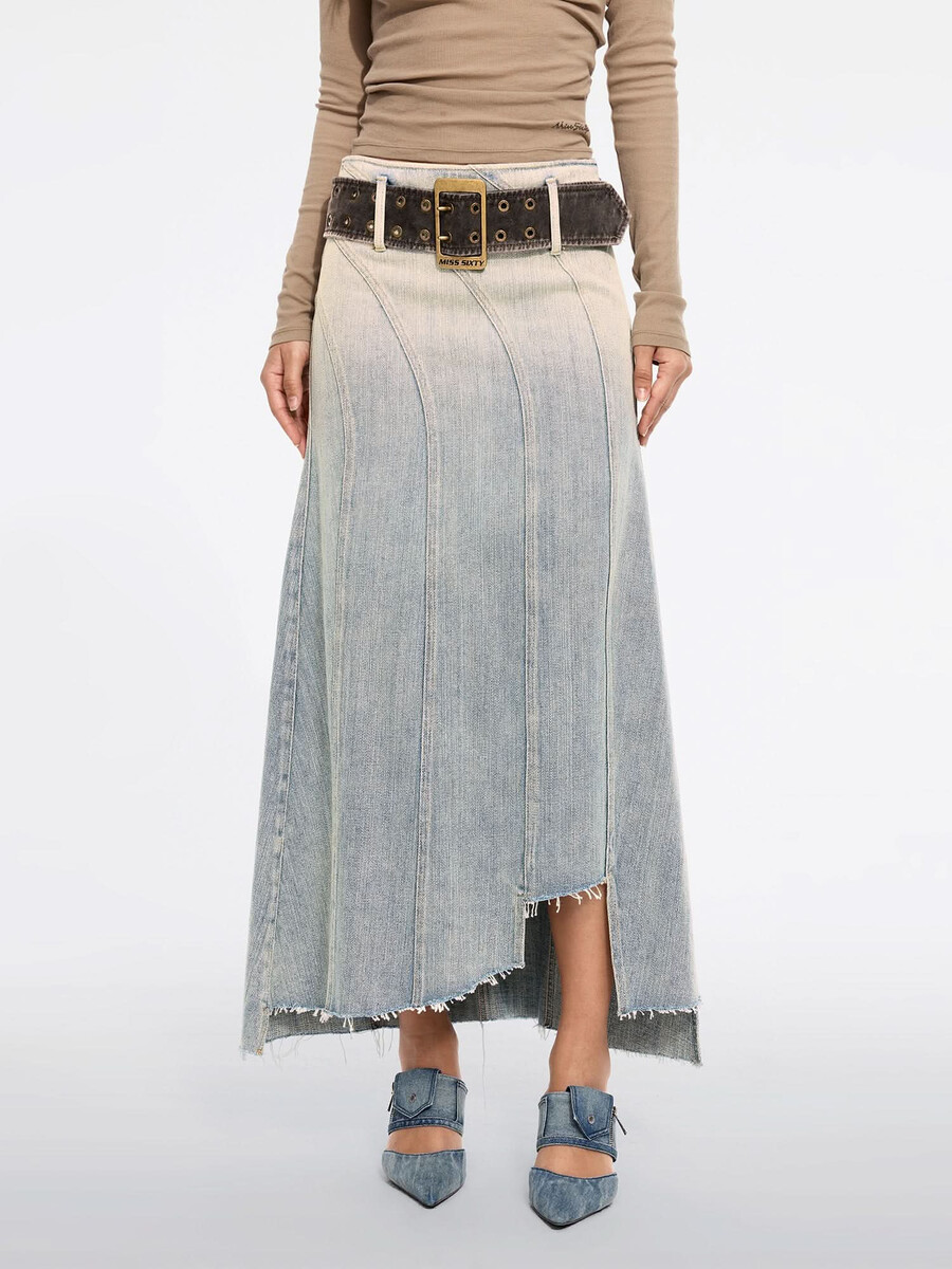 asymmetrischer jeans-maxirock