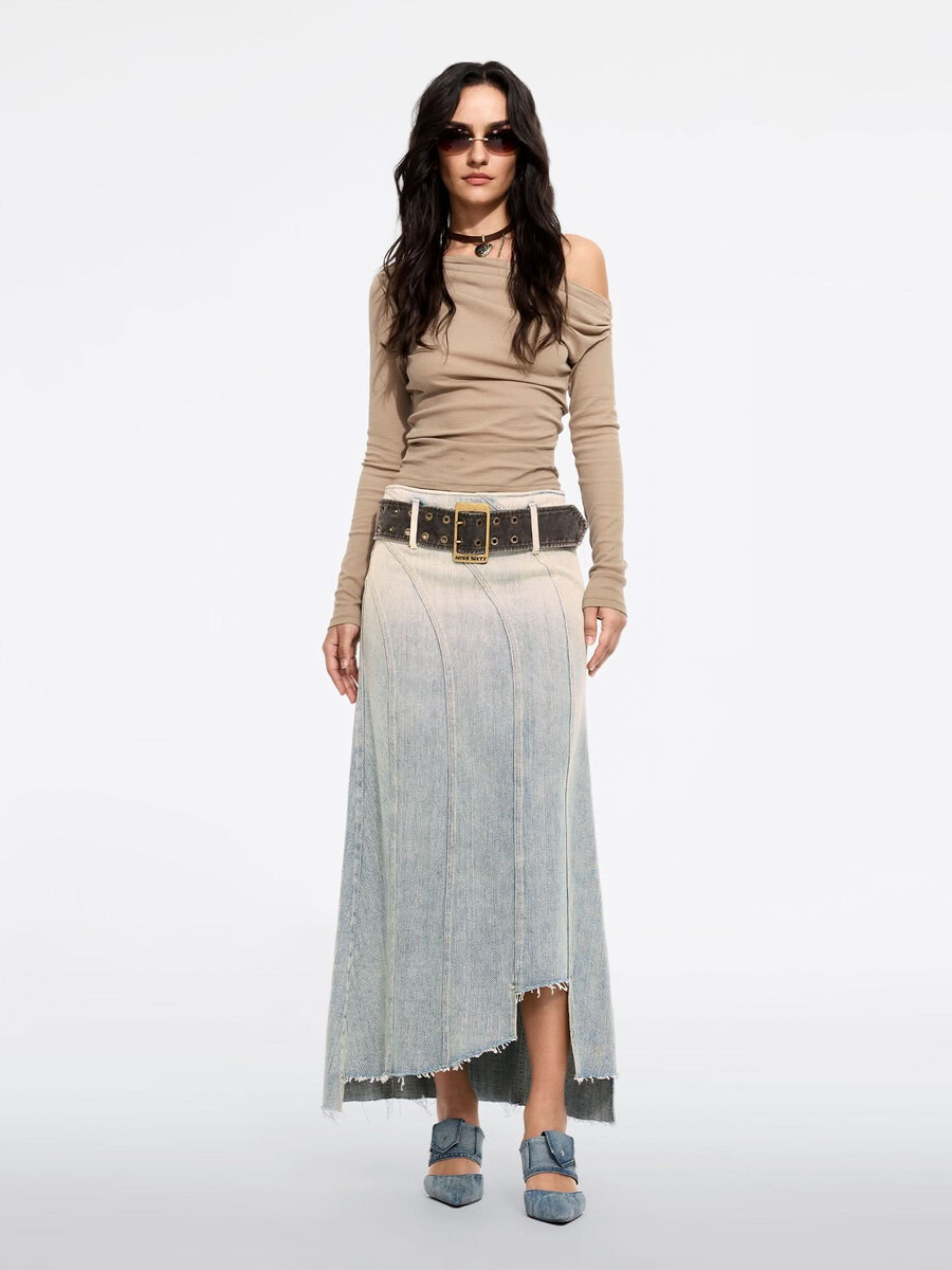 asymmetrischer jeans-maxirock