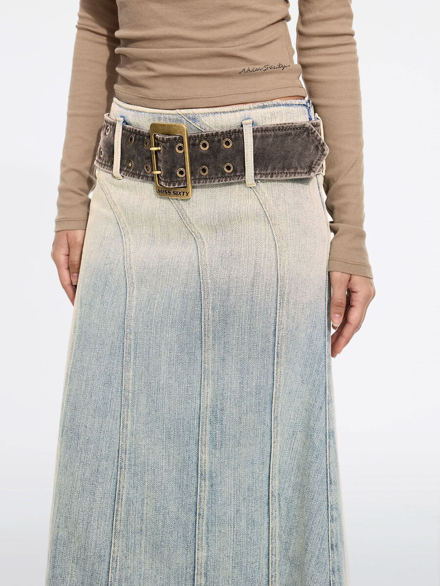 asymmetrischer jeans-maxirock