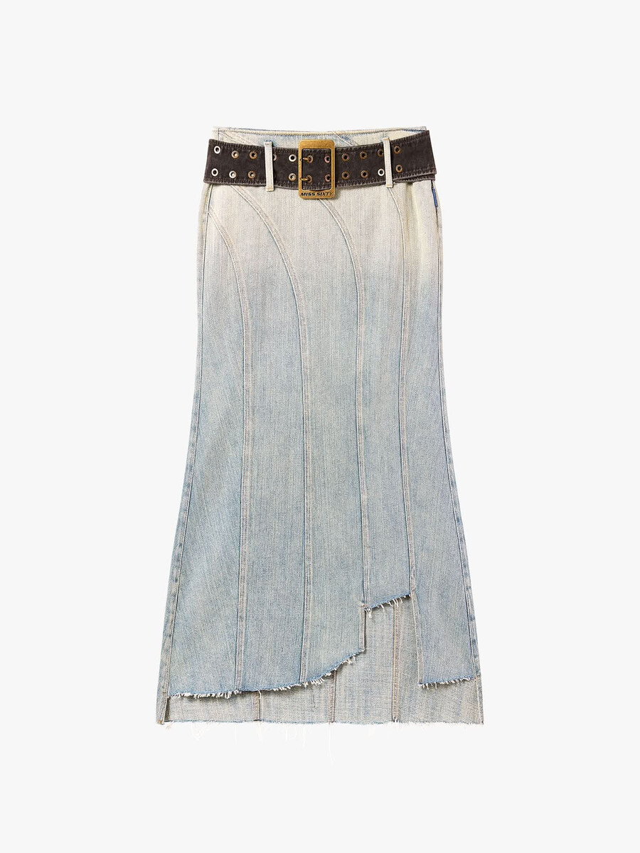 asymmetrischer jeans-maxirock