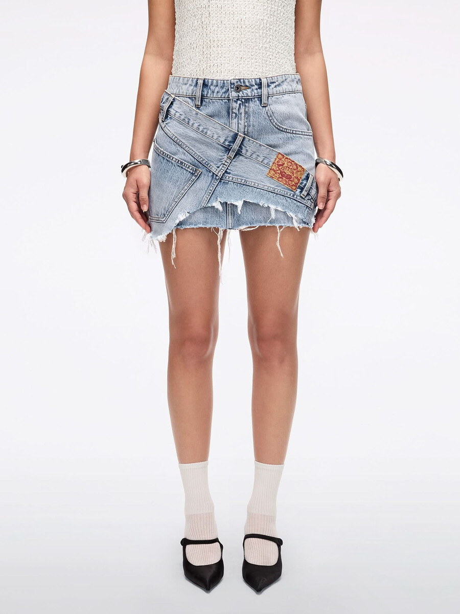 asymmetrischer jeans-minirock