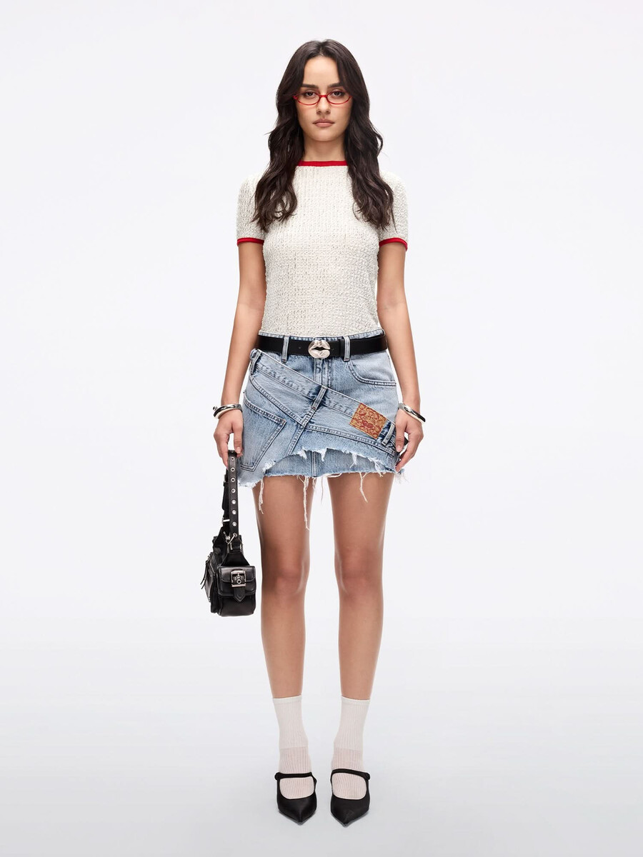 asymmetrischer jeans-minirock