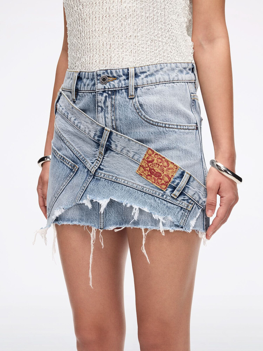 asymmetrischer jeans-minirock