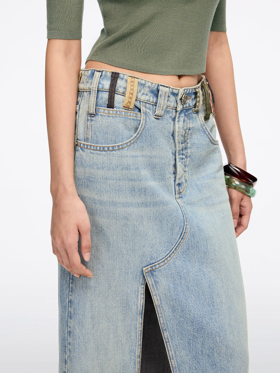 jeans-midirock mit gürtelschlaufen