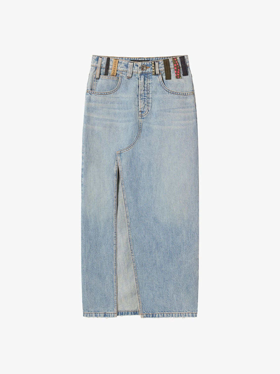jeans-midirock mit gürtelschlaufen