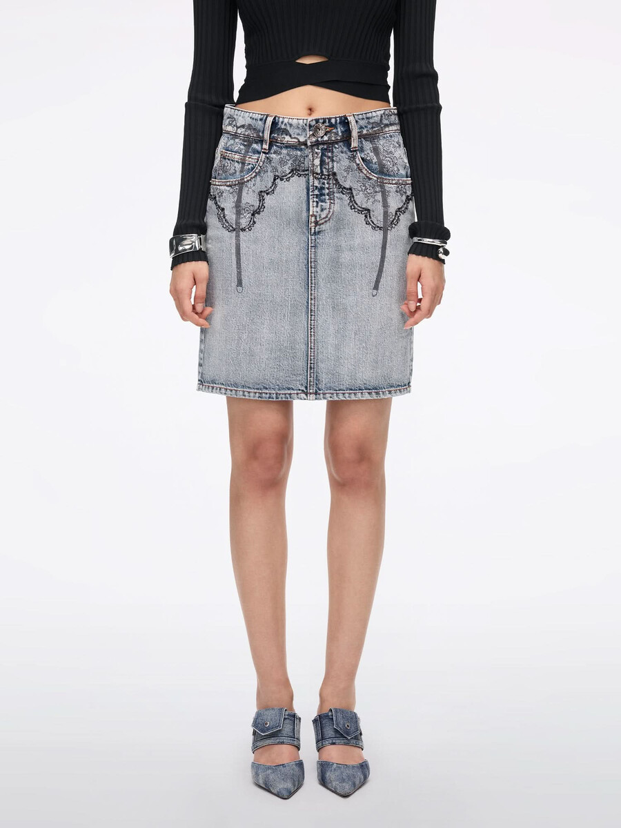 bedruckter jeans-minirock