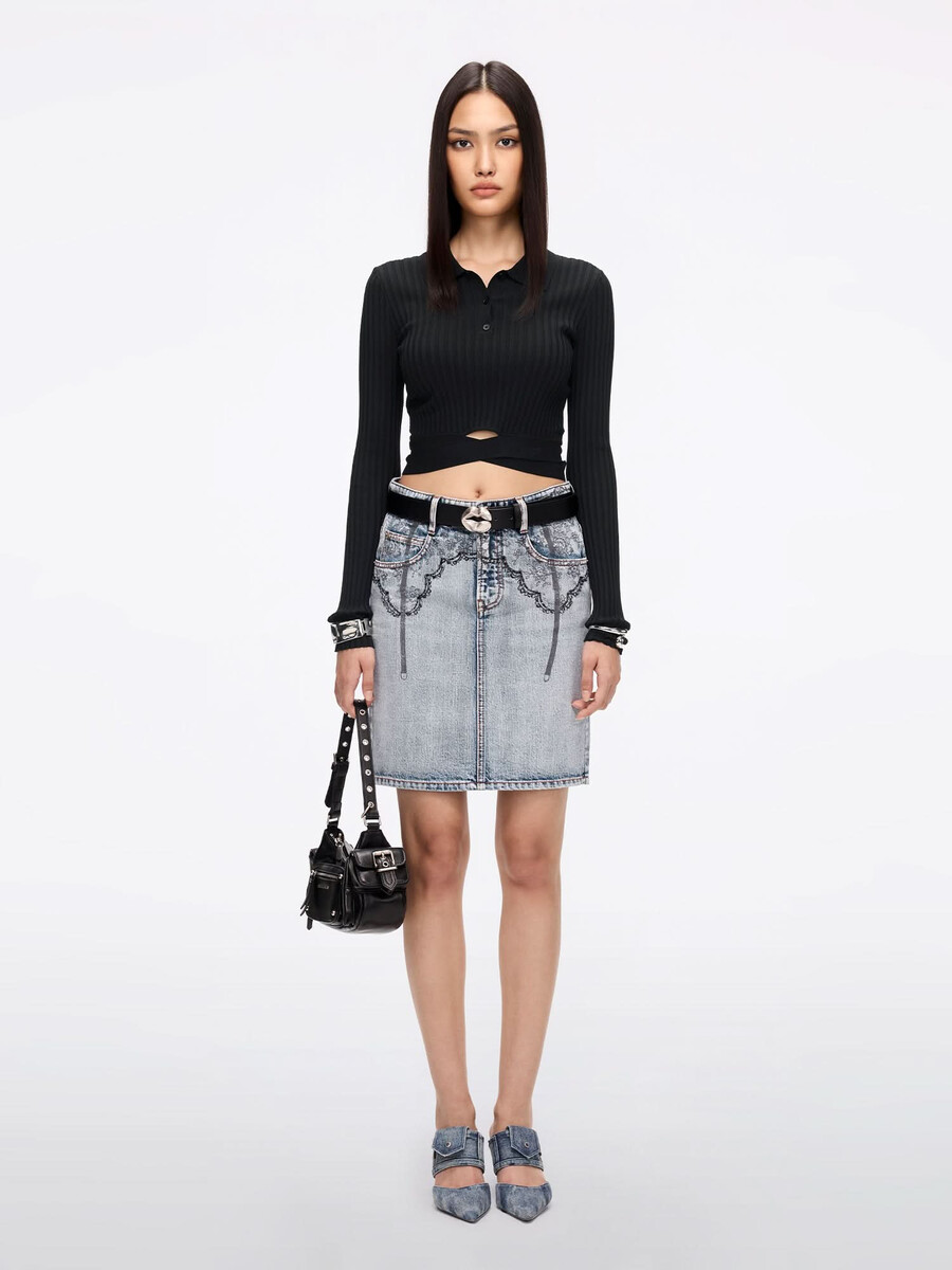 bedruckter jeans-minirock