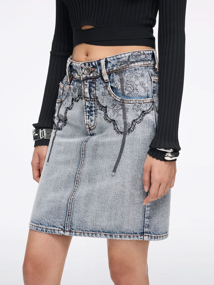 bedruckter jeans-minirock