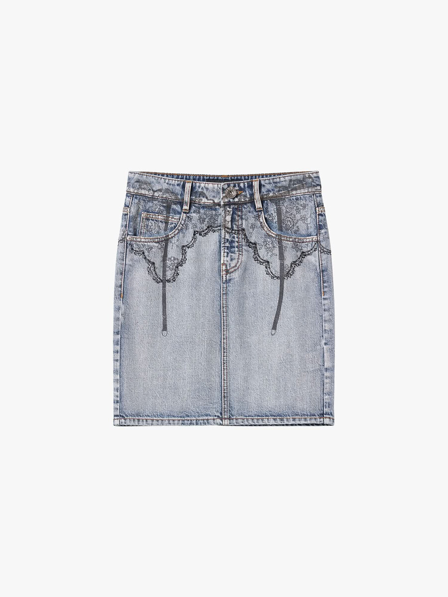 bedruckter jeans-minirock