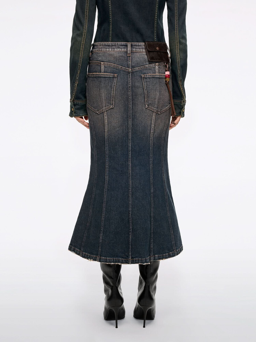 jeansrock im meerjungfrauen-stil mit used-look