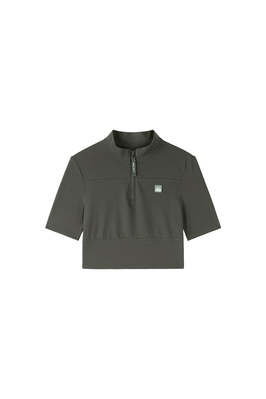 kurzes t-shirt mit stehkragen und reißverschluss