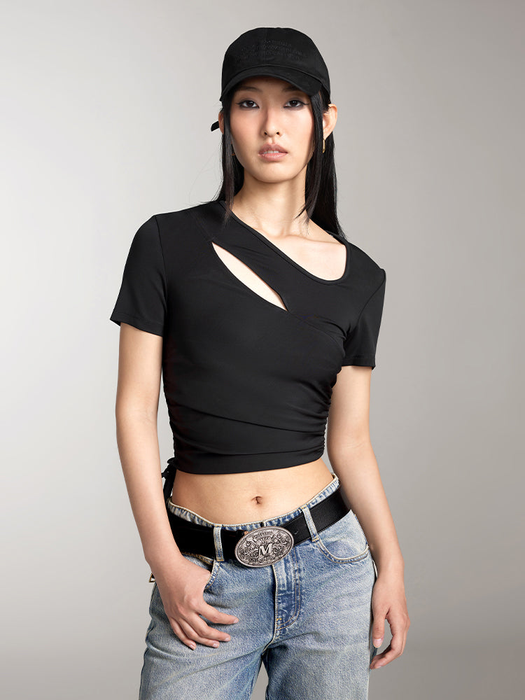 kurzarm-t-shirt mit hohlsaum