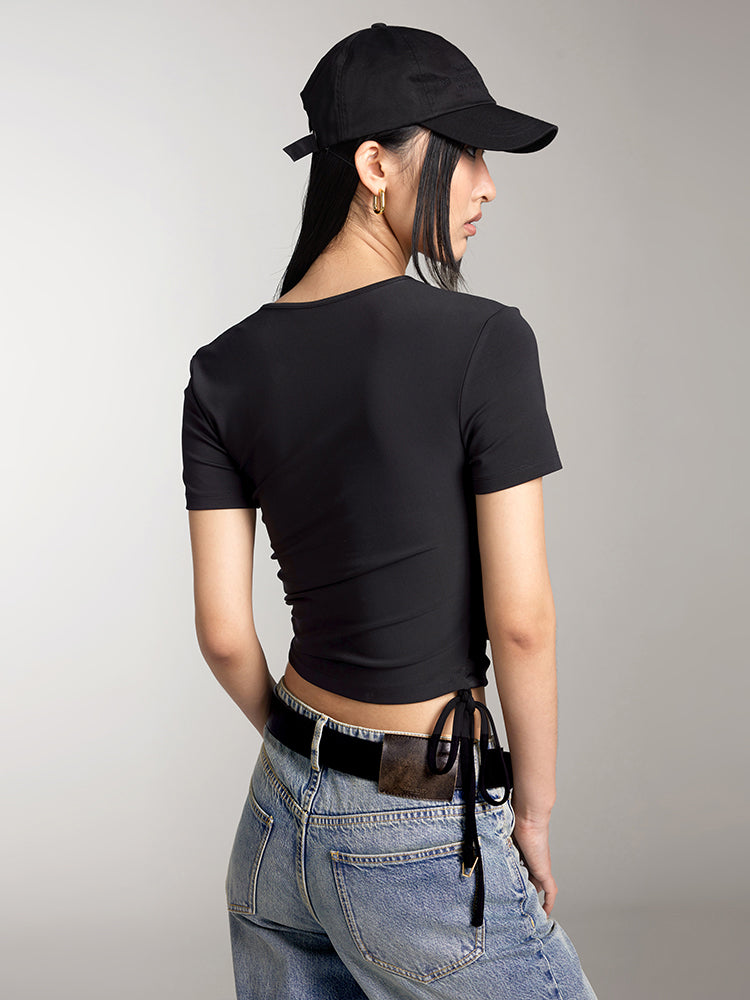 kurzarm-t-shirt mit hohlsaum