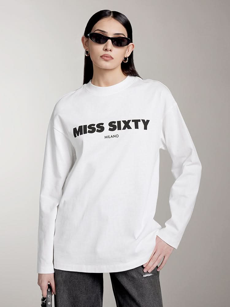 lässiges bedrucktes langarm-t-shirt