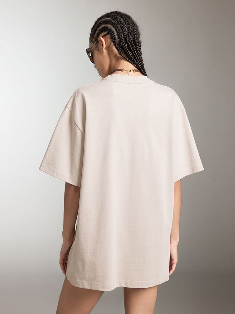 bedrucktes t-shirt mit rundhalsausschnitt