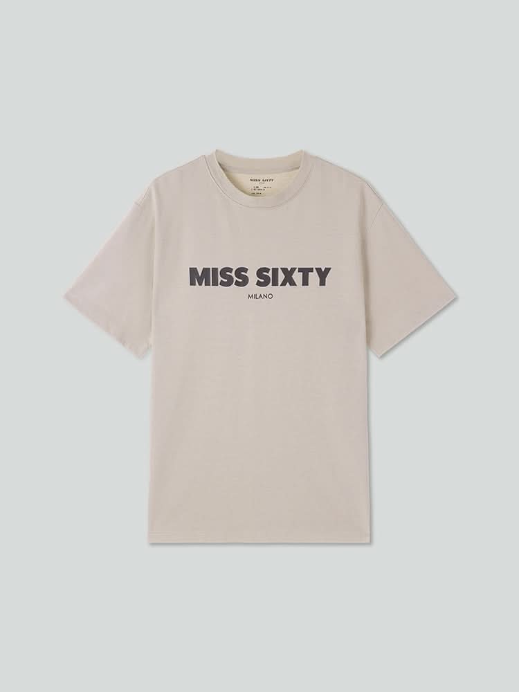 bedrucktes t-shirt mit rundhalsausschnitt