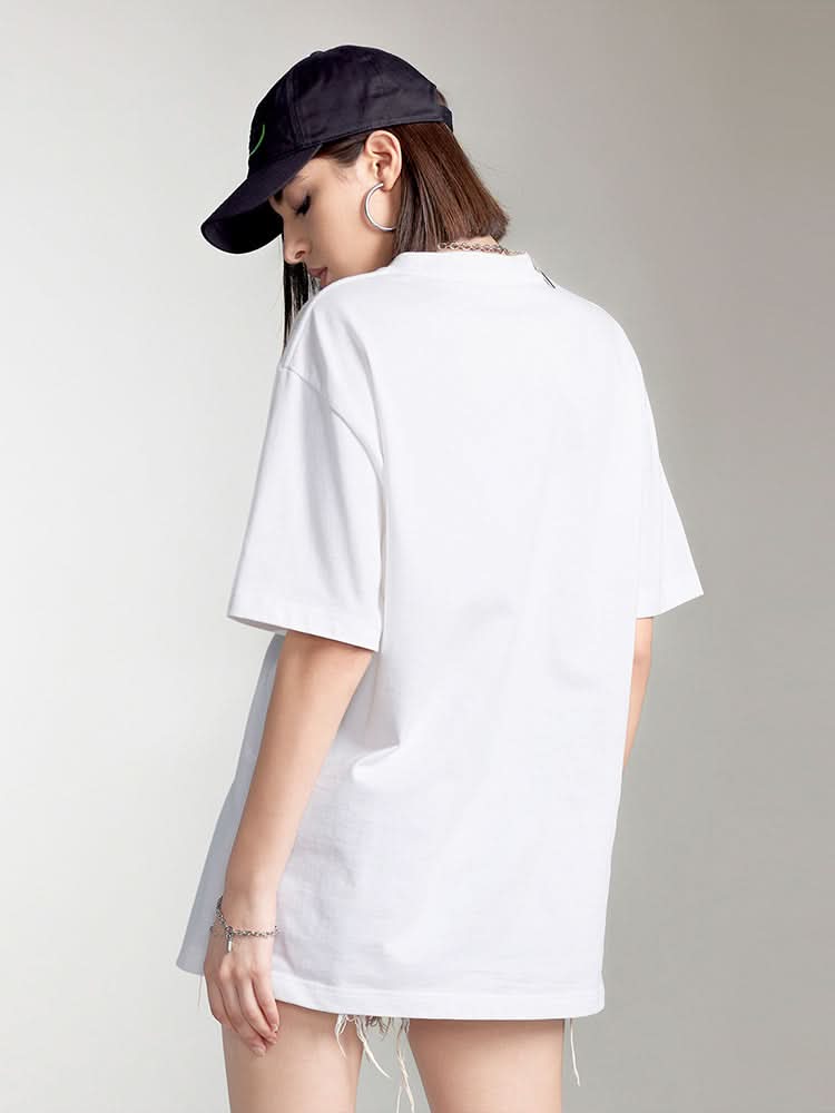 bedrucktes t-shirt mit rundhalsausschnitt