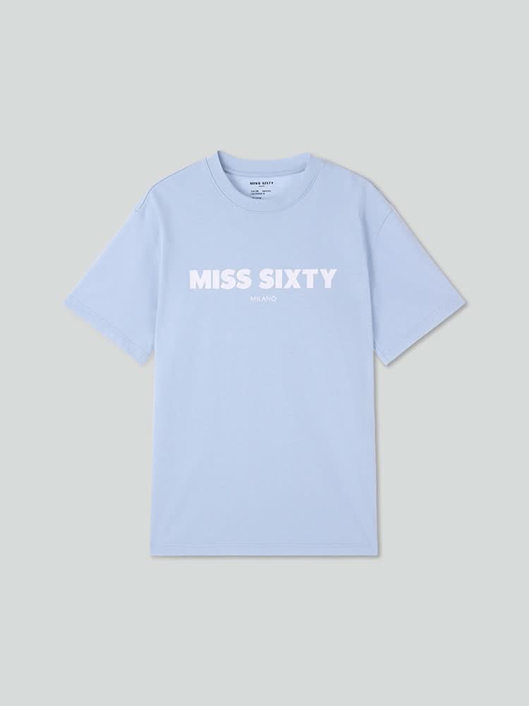 bedrucktes t-shirt mit rundhalsausschnitt