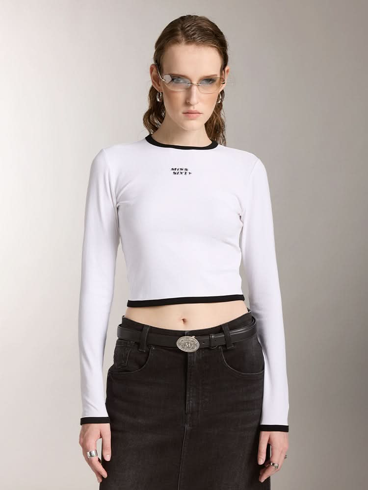 rundhalsausschnitt schmal geschnittenes top-t-shirt