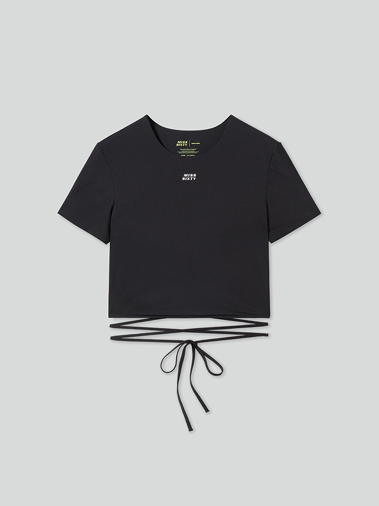 t-shirt mit schnürung und logodruck