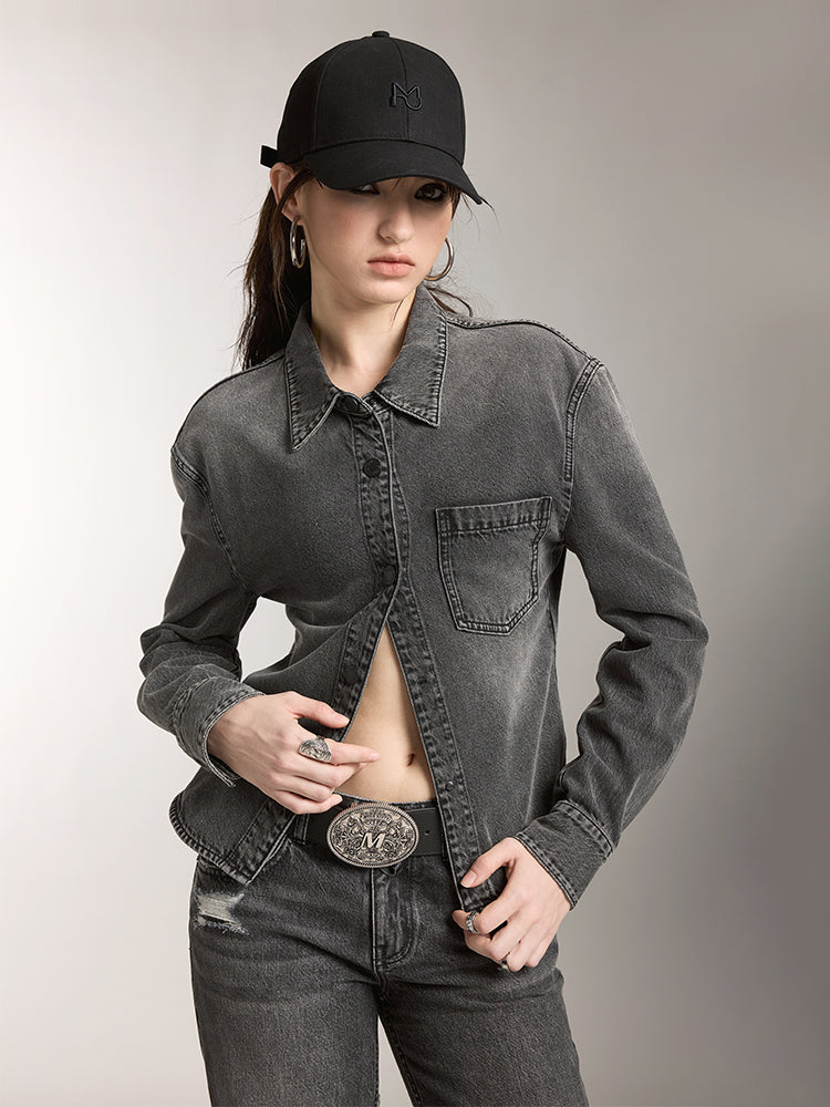 jeanshemd mit aufdruck