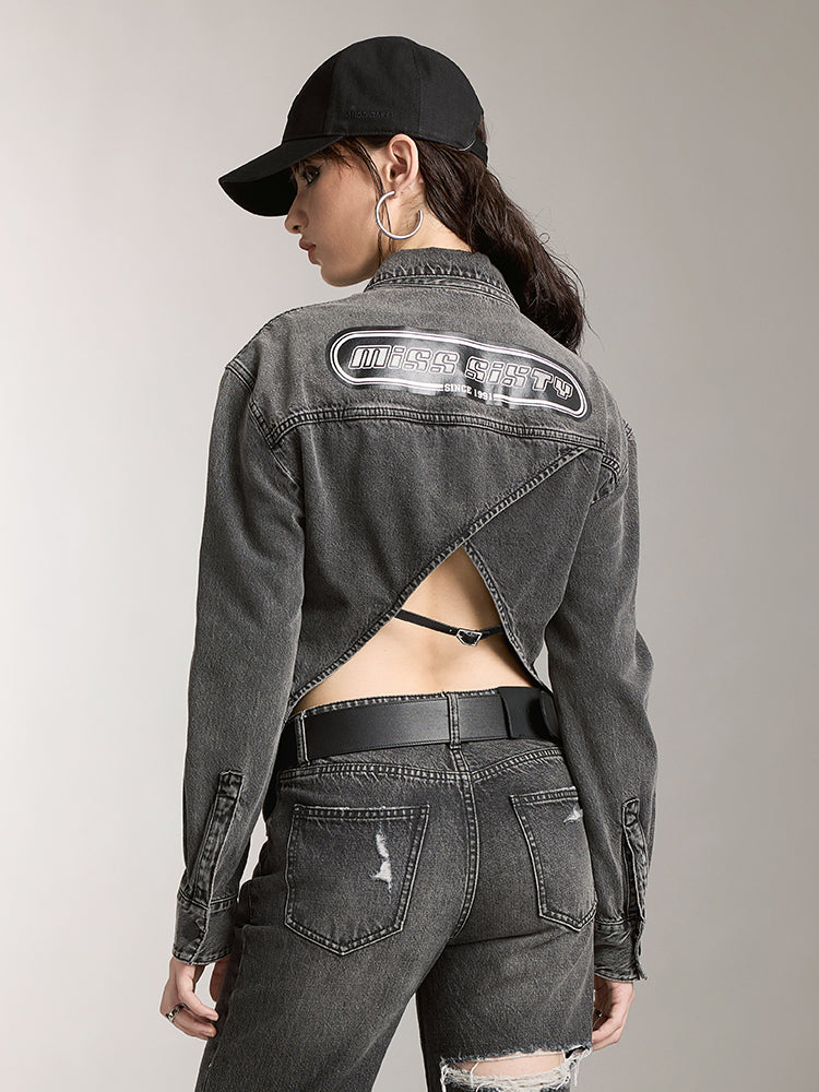 jeanshemd mit aufdruck