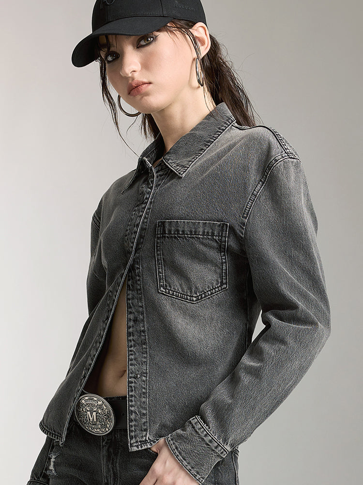 jeanshemd mit aufdruck