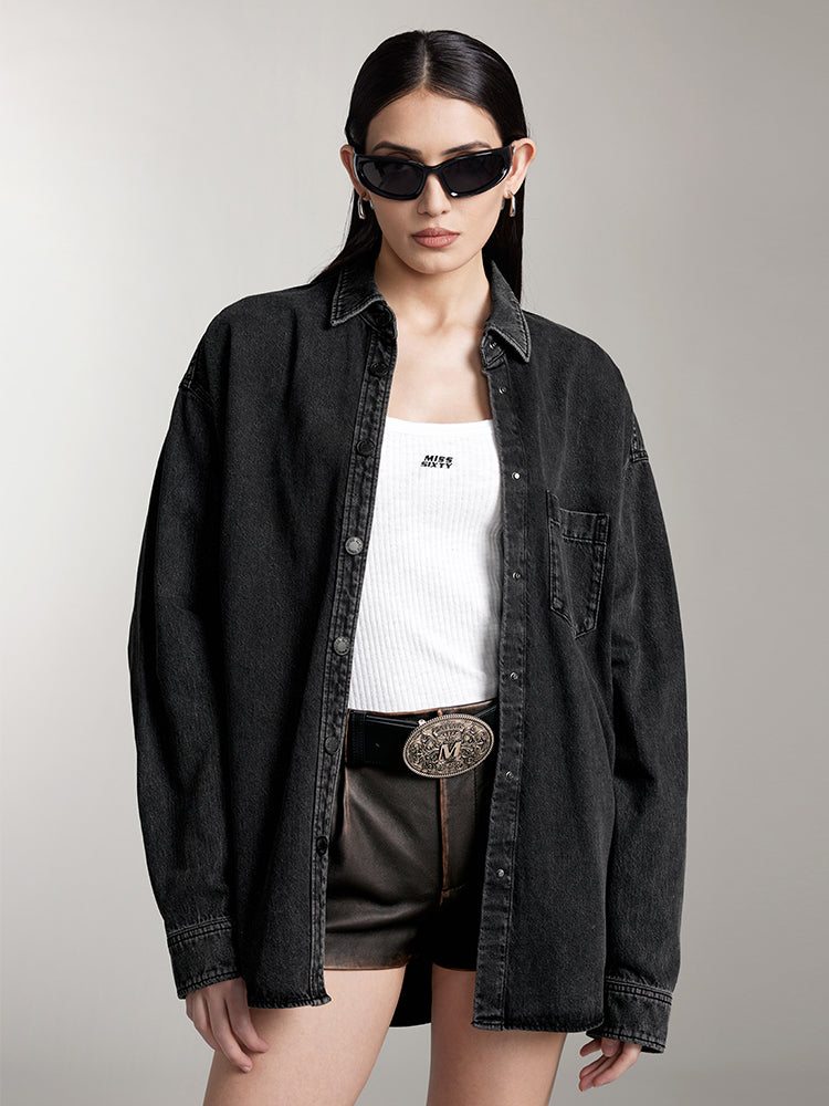 jeansjacke aus gewaschenem denim