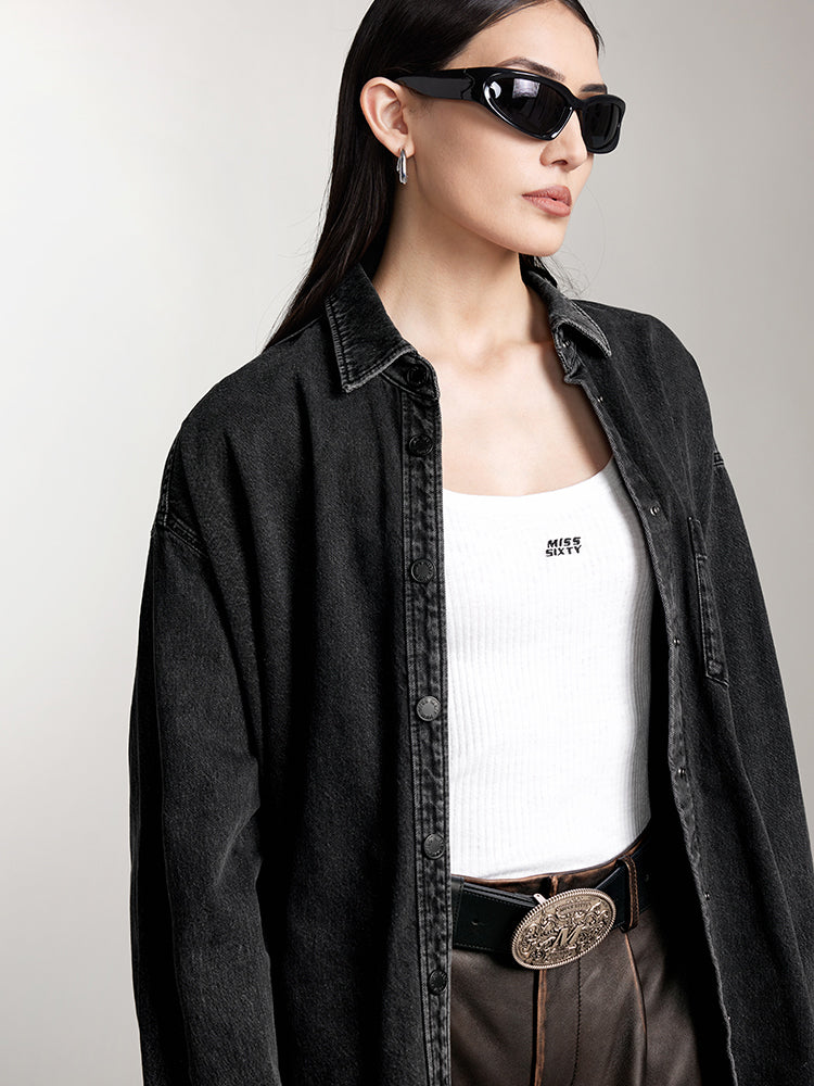 jeansjacke aus gewaschenem denim