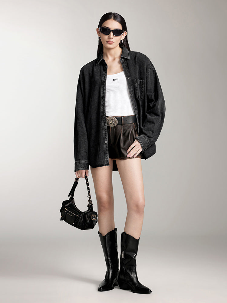 jeansjacke aus gewaschenem denim