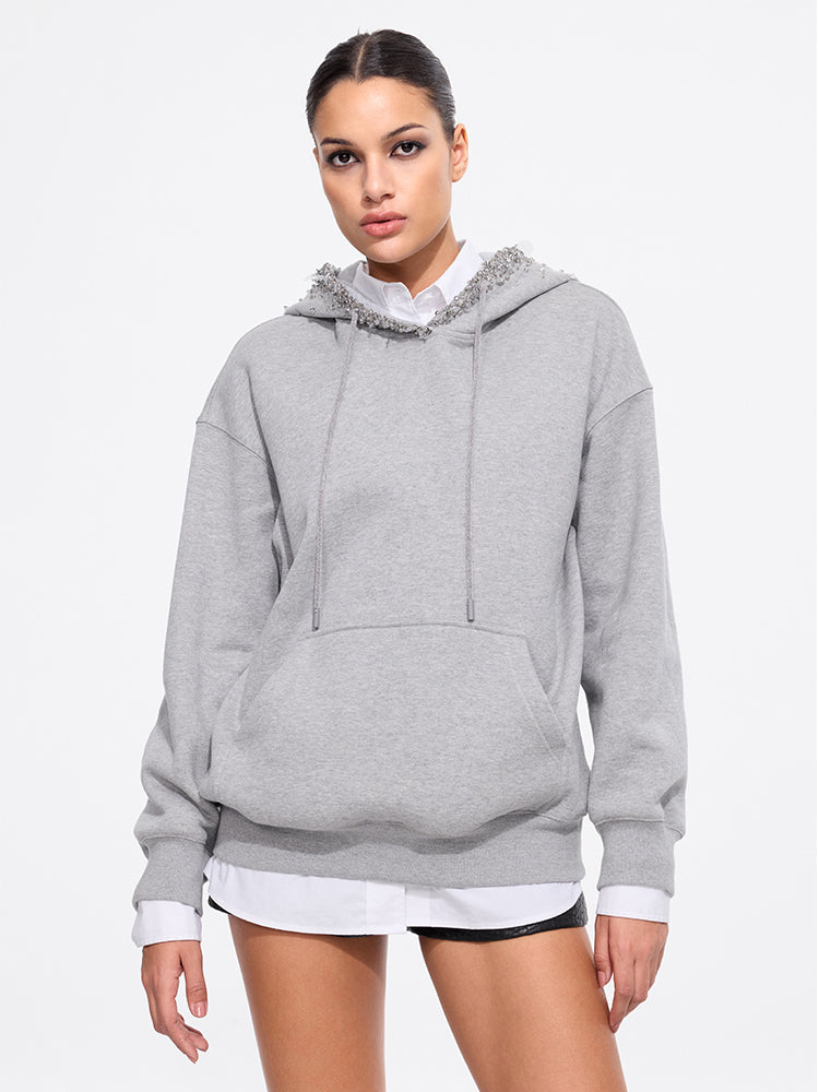 kapuzenpullover mit perlenverzierung